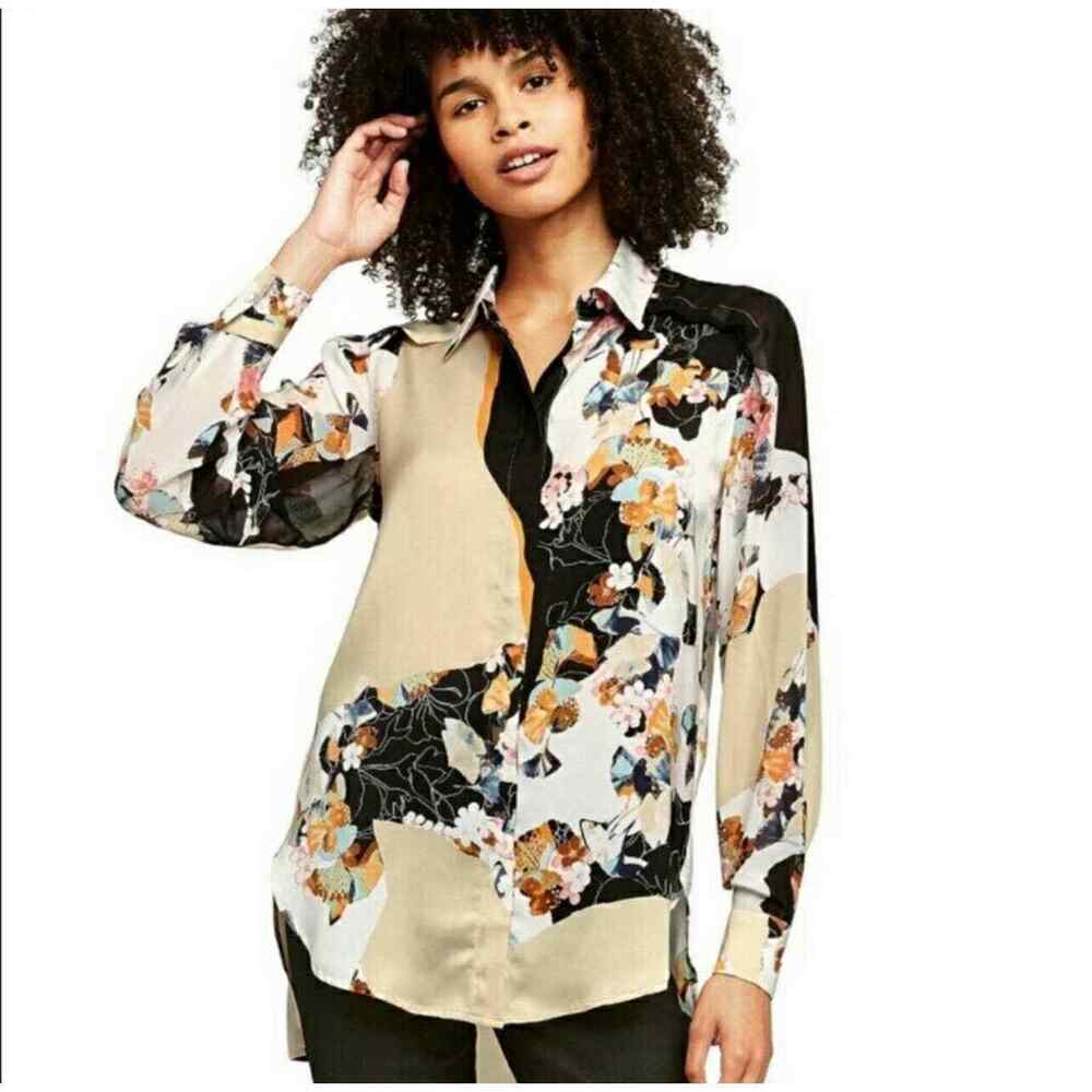 Phillip Lim Target Blouse Floral Long Sleeve Button Up Top Size XS